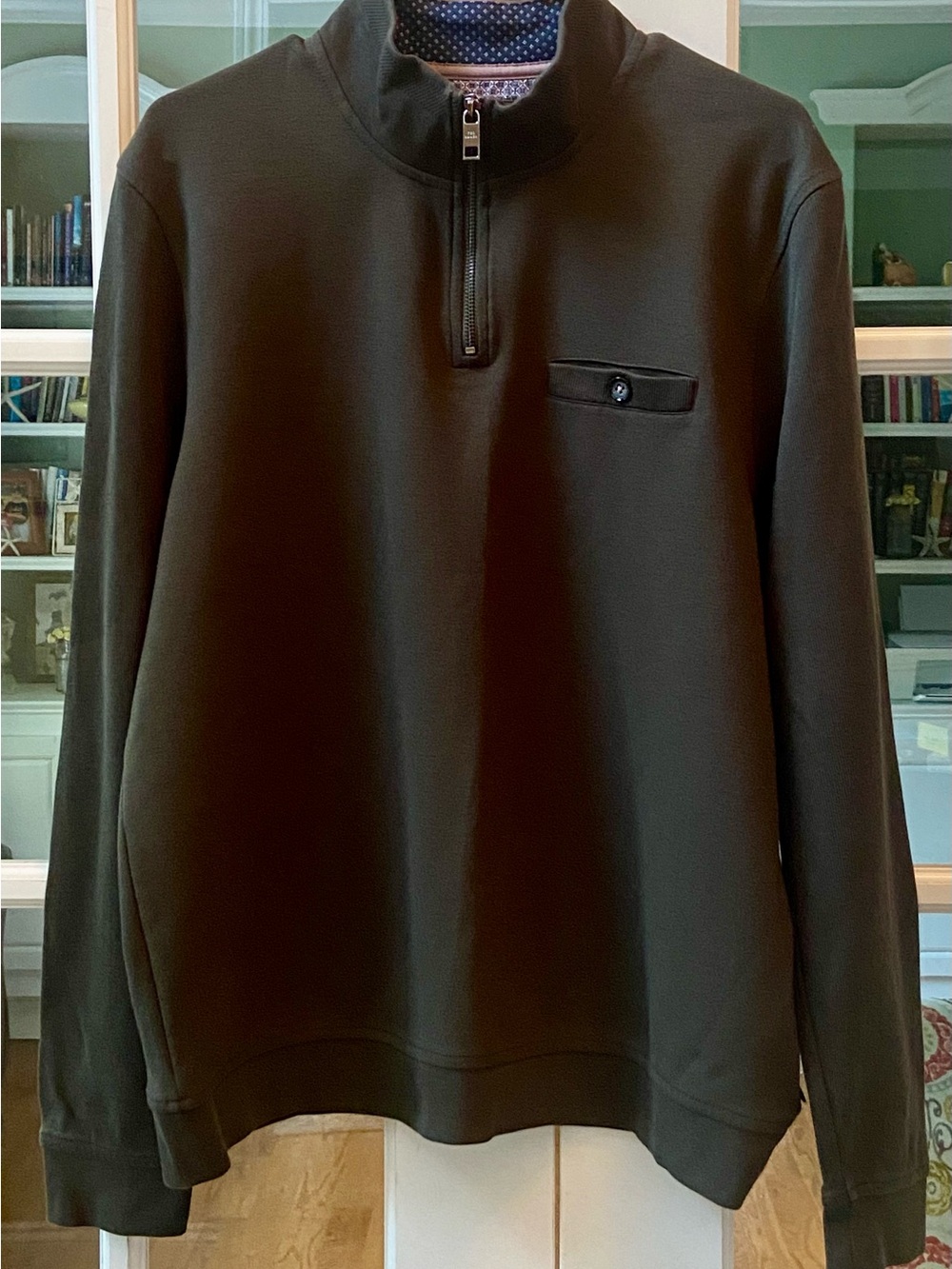 Ted Baker London Dark Olive Half-Zip Sweatshirt Sweater Size Small